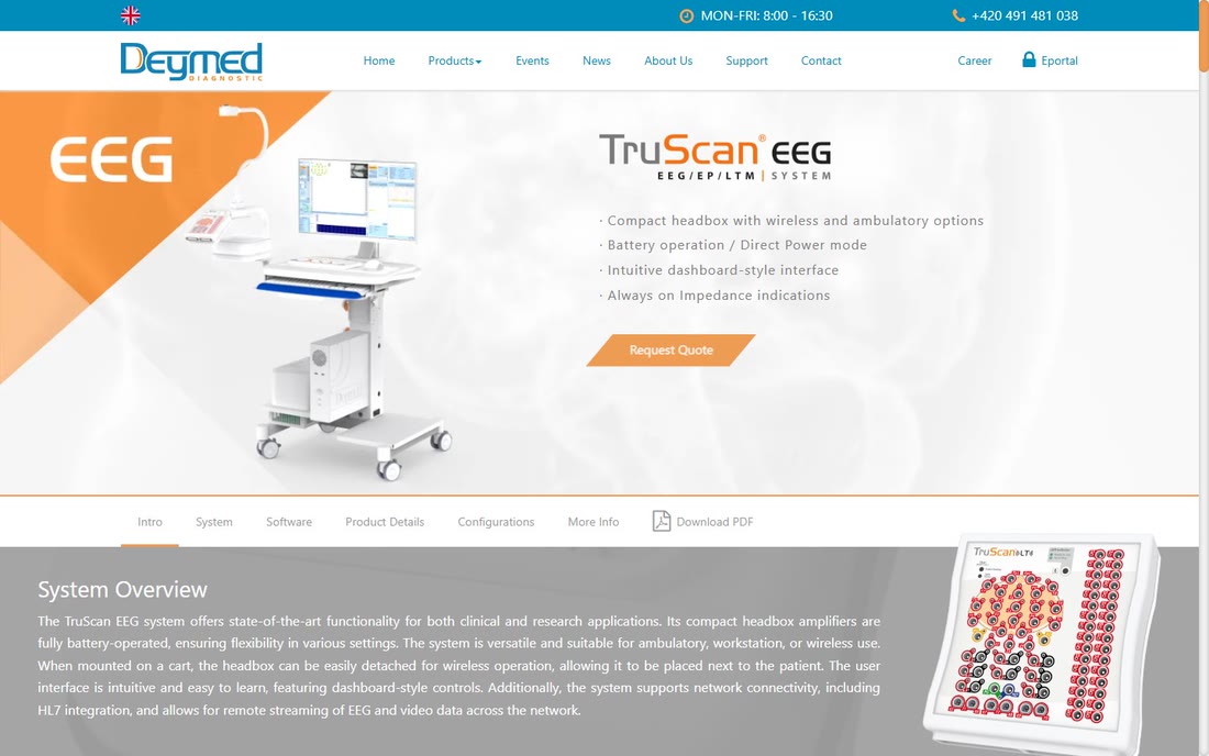 Náhled podstránky webu DEYMED Diagnostic