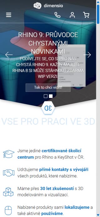 Mobilní verze webu DIMENSIO