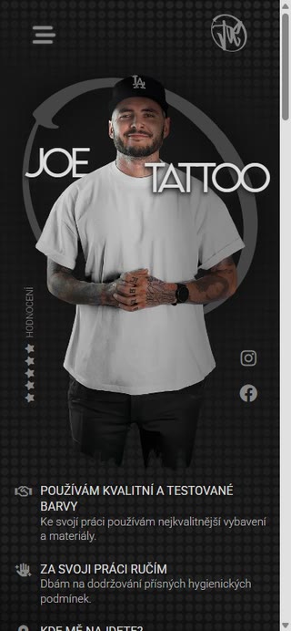 Mobilní verze webu JOE Tattoo