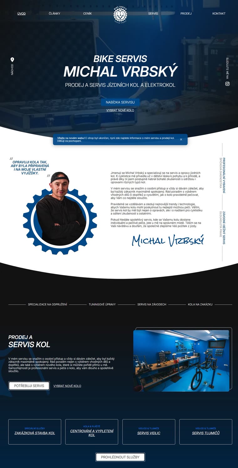 Náhled webu Bike Servis Michal Vrbský