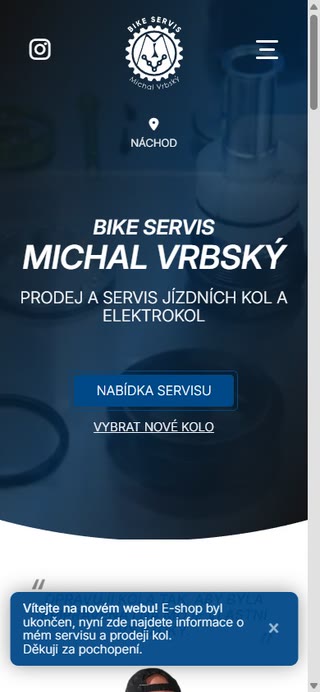 Mobilní verze webu Bike Servis Michal Vrbský